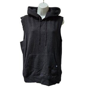 Kit and Ace Heathered Navy Blue Sleeveless Hoodie